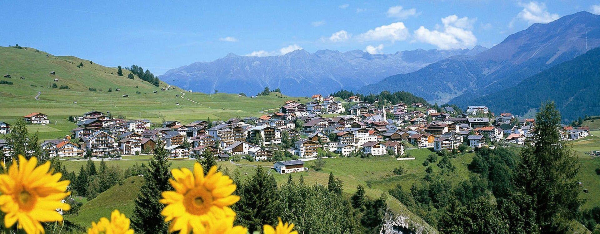 Summer vacation in Serfaus town view